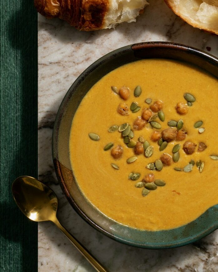 Butternut coconut soup in a bowl