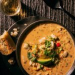 A Cod & Potato Chowder with bright splashes of lime and a creamy coconut milk base.