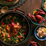 A gumbo enriched with ham and andouille sausage for a Creole-style feast.