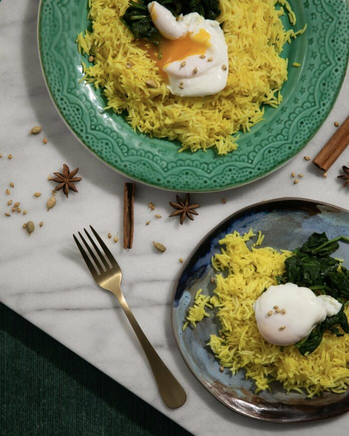 Kedgeree+TABLE+Magazine A delightful kedgeree dish with a rich interplay of flavors and textures.