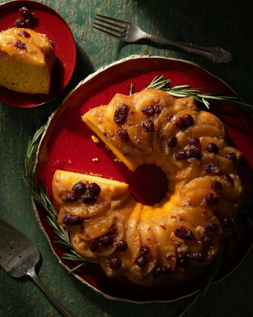 An aerial shot of a pineapple Pineapple Upside Down Cake Recipe