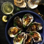 A roasted oyster dish with an impressive symphony of flavors and textures.