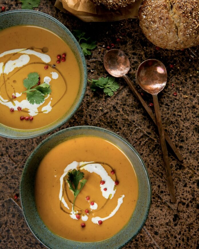 Kuri+Squash+Soup+TABLE+Magazine A smooth, creamy squash soup with a mildly sweet and nutty flavor.