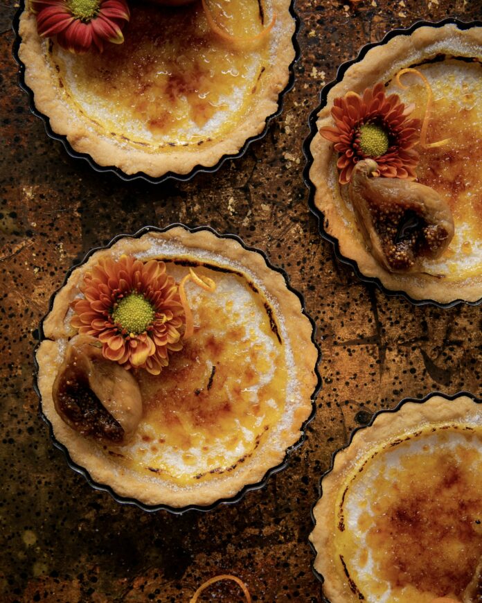 Fall flavors plus the eternal appeal of crème brûlée make up this unique dessert option: orange & fig creme brûlée tarts.