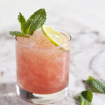 Pink liquid makes up this cocktail, a lighter, brighter, super refreshing version of a mint julep. 