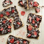 A delightful dark chocolate bark with a Matzo base.