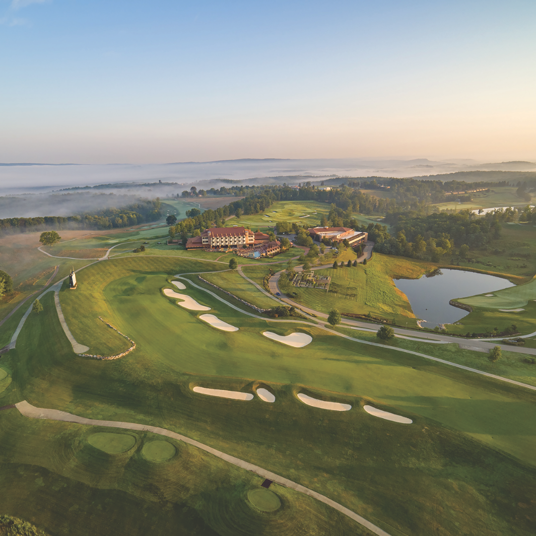 An aerial view of Nemacolin's golf course.