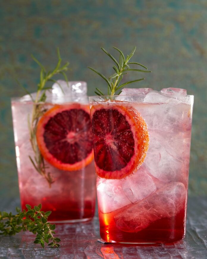 Blood Orange Tom Collins blood orange colored cocktail