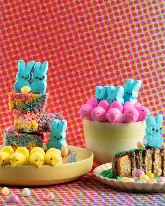 colorful rice crispy treats made with peeps