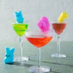blue pink and yellow peeps with jolly rancher colored martini
