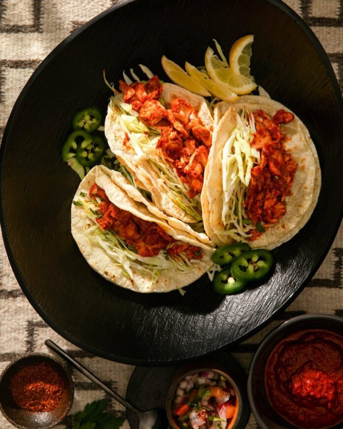Chicken tacos on a plate