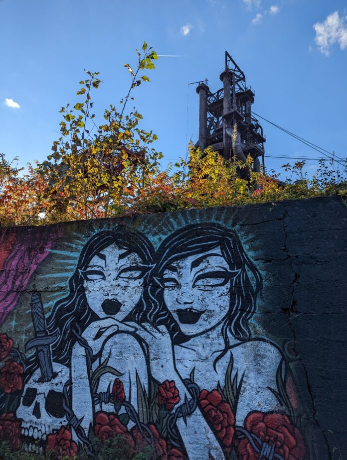 Graffiti at Carrie Blast Furnaces, city tours, Pitsburgh tours