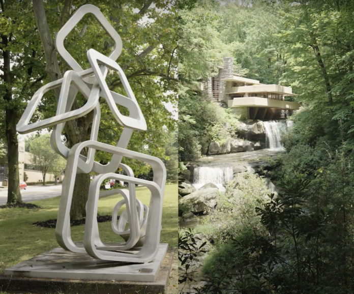 Exteriors of The Andy Warhol Museum, Fallingwater, and City of Asylum. Local Architecture in Pittsburgh