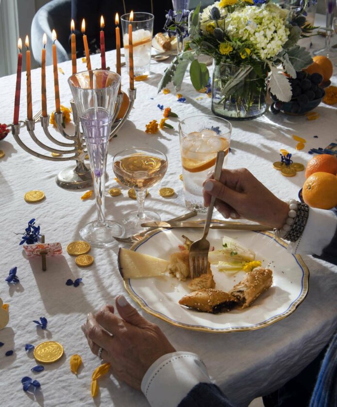 A vibrant and joyous celebration of the Festival of Lights, filled with menorahs, dreidels, delicious food, and cherished traditions. This image captures the essence of Hanukkah, invoking a sense of warmth, togetherness, and cultural significance.