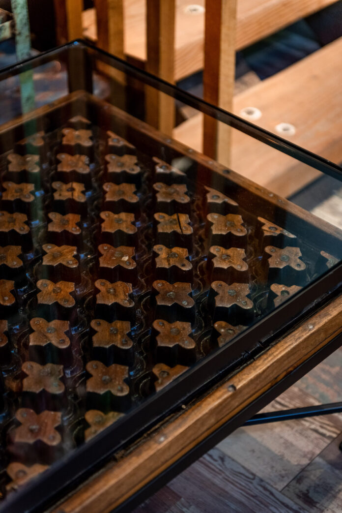 Concrete Mold Tables 1 Vintage concrete molds are fashioned into tables, bringing with them geometric patterns of yesteryear and sexy hints of artisanal wear and tear.