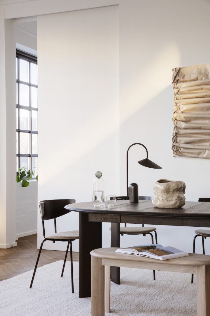 ferm living a dining room space decorated with recycled furniture