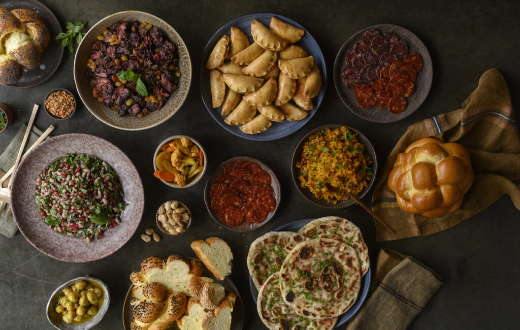 A spread of Sephardic food for Rosh Hashanah
