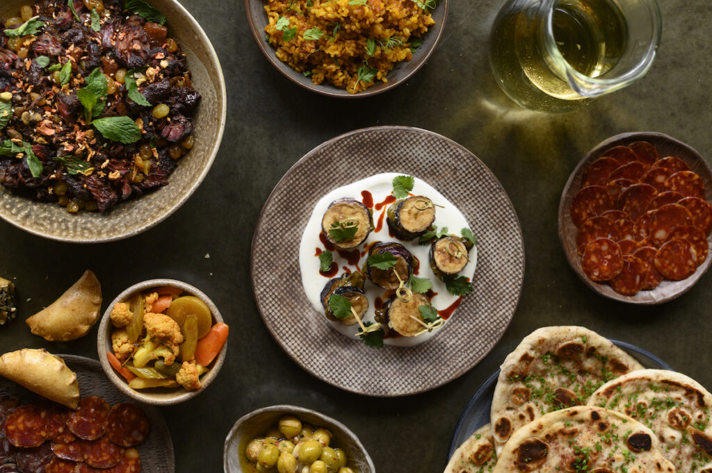 A spread of sephardic food for Rosh Hashanah