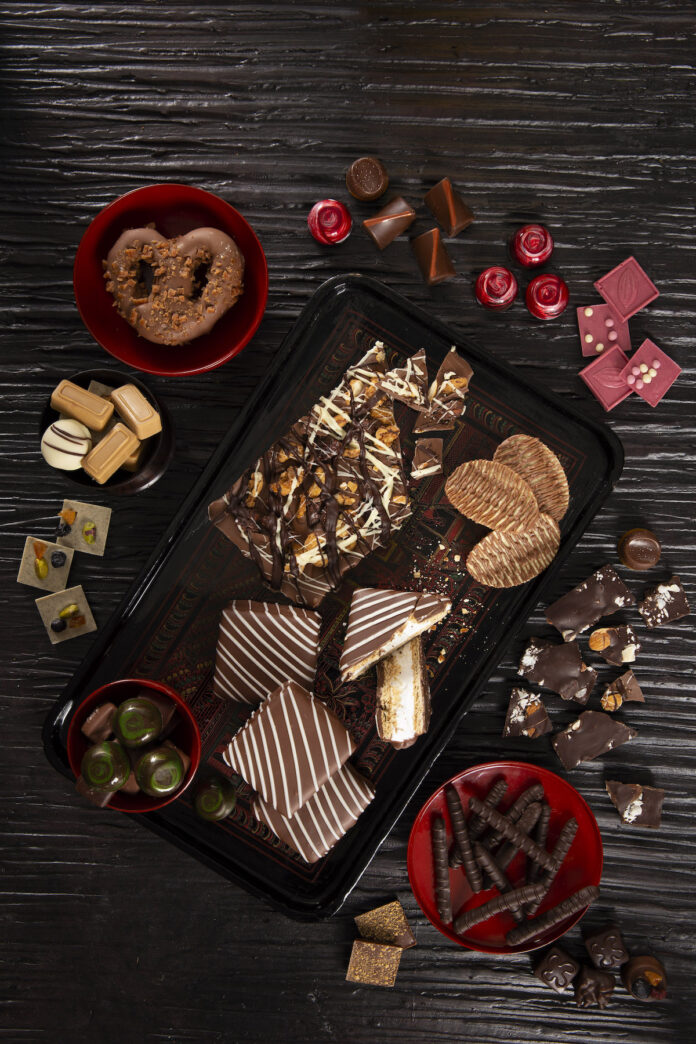 An aerial view of various chocolate treats from Pittsburgh chocolate makers.