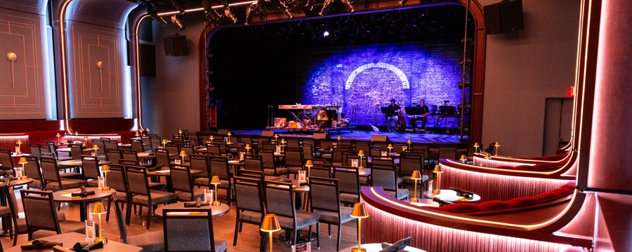 Inside the newly renovated Greer Cabaret Theater. A theater with a modern art deco look