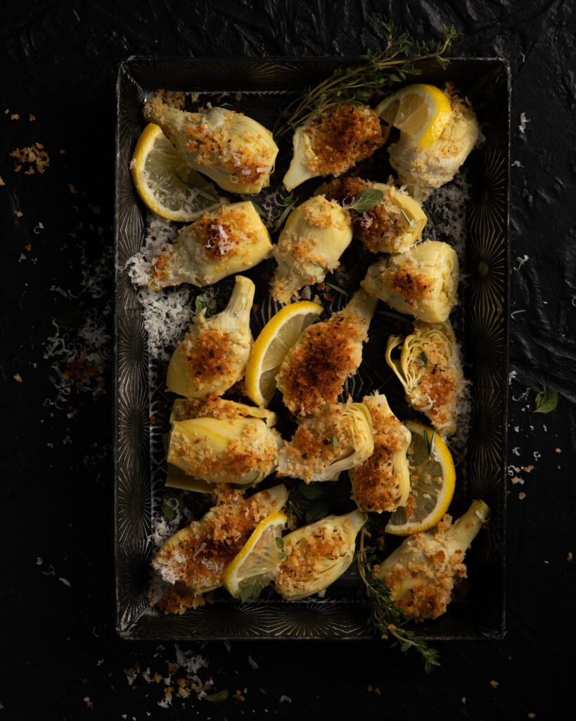 Crispy Artichokes with Lemony Bread Crumbs - a delicious savory dish with Western PA-based DeLallo Foods artichoke hearts