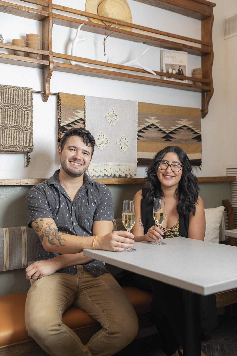 Daniel Gutierrez, tasting room manager for Gruet Winery Santa Fe, and bartender Noemi Leon