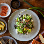 Fresh Lemon Za'atar Salad with Crispy Focaccia Croutons and Colorful Vegetables