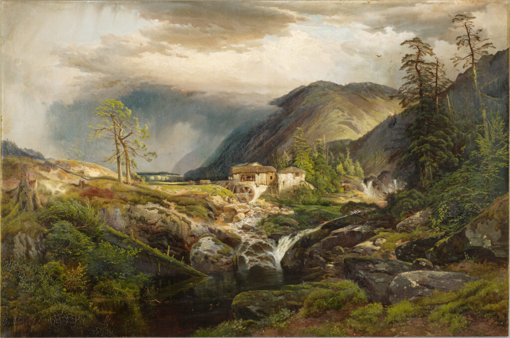 A painting of a landscape after the civil war depicts a unifying America through nature even in the dark times.
