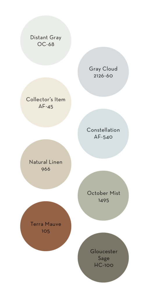 Various pale and neutral paint swatches showing Spring Paint Trends of 2024.