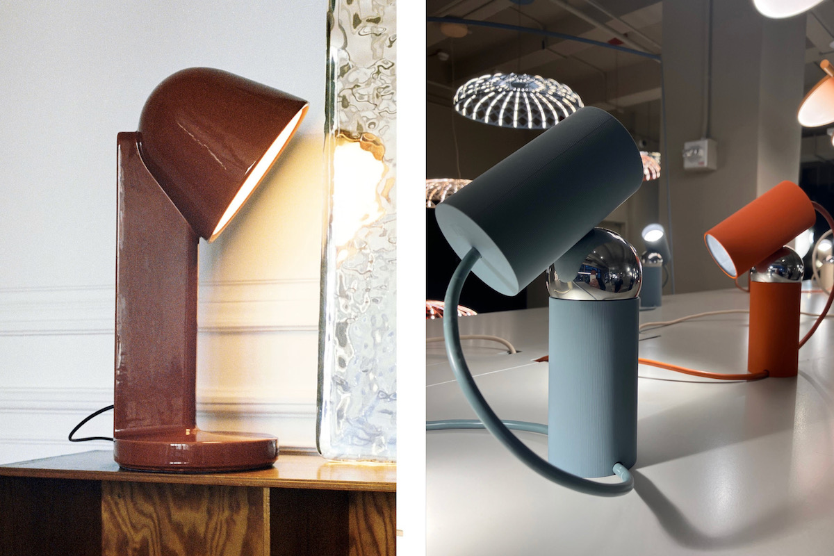 Two lamps on display at Floas 