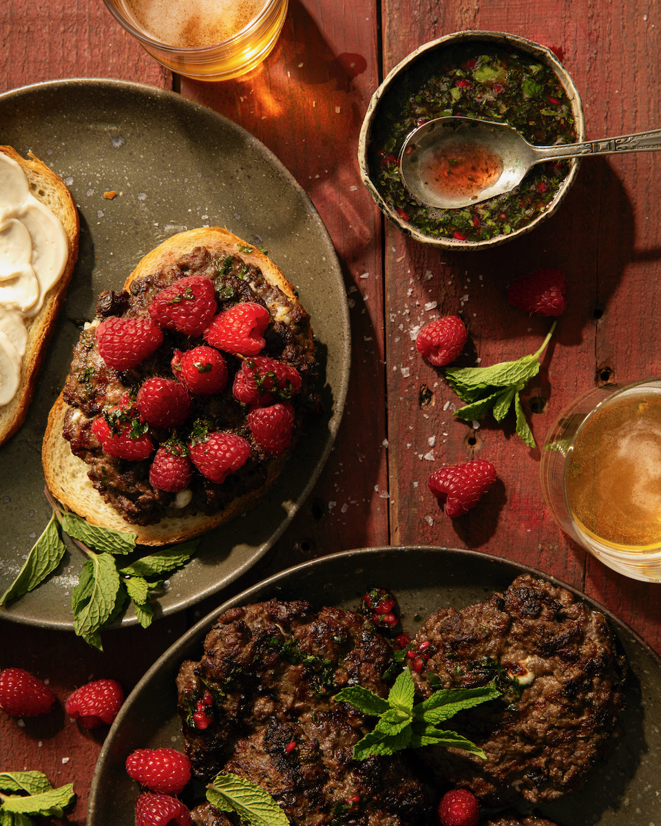 Lamb Burger with Raspberry-Mint Vinegar Drizzle - Table Magazine