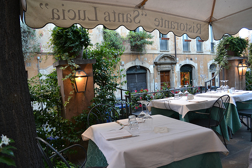 An outdoor lunch scene at Santa Lucia 