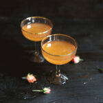 The silk chiffon, a pink cocktail on a white background