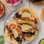 Vegetarian mushroom tacos on a plate.