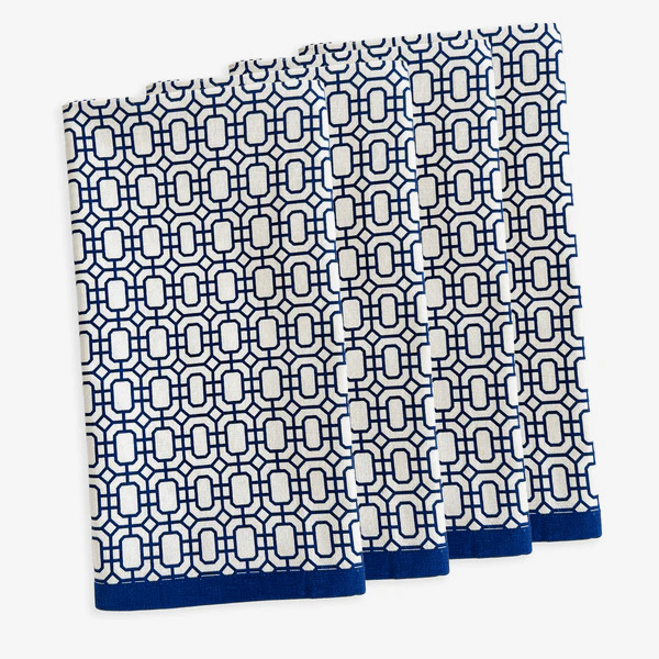 A napkin with geometric patterns on it on a white background