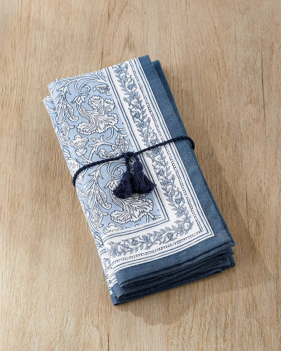 A napkin on a wood floor background