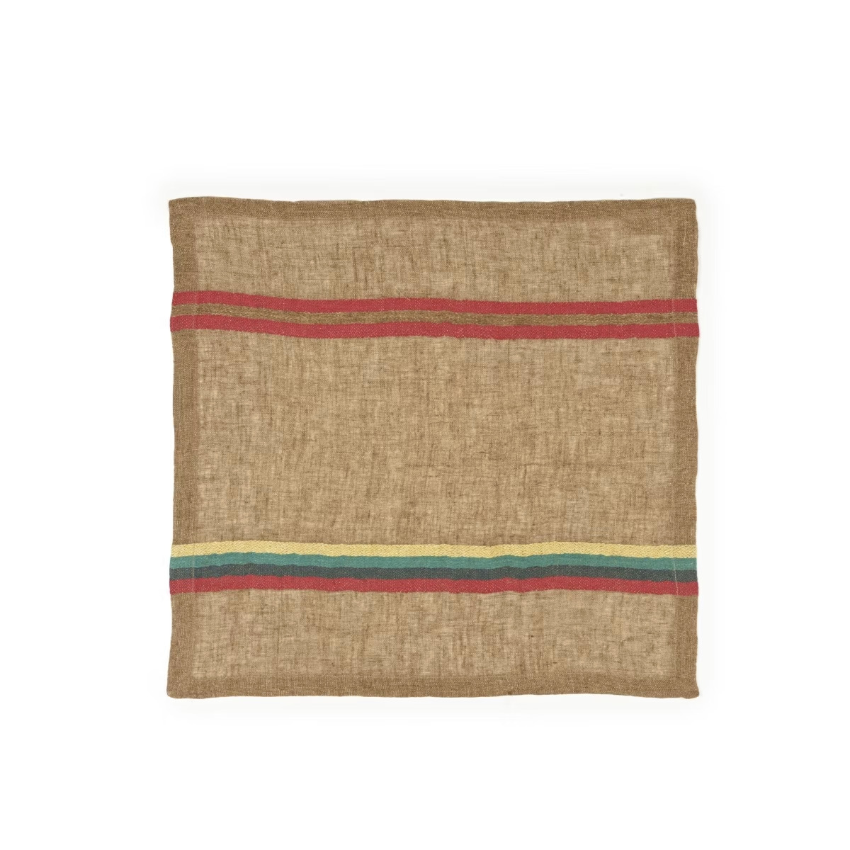 A tan napkin on a white background