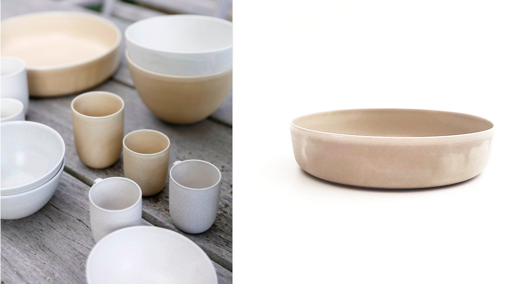 Two sets of ceramics next to each other from Cecile Preziosa