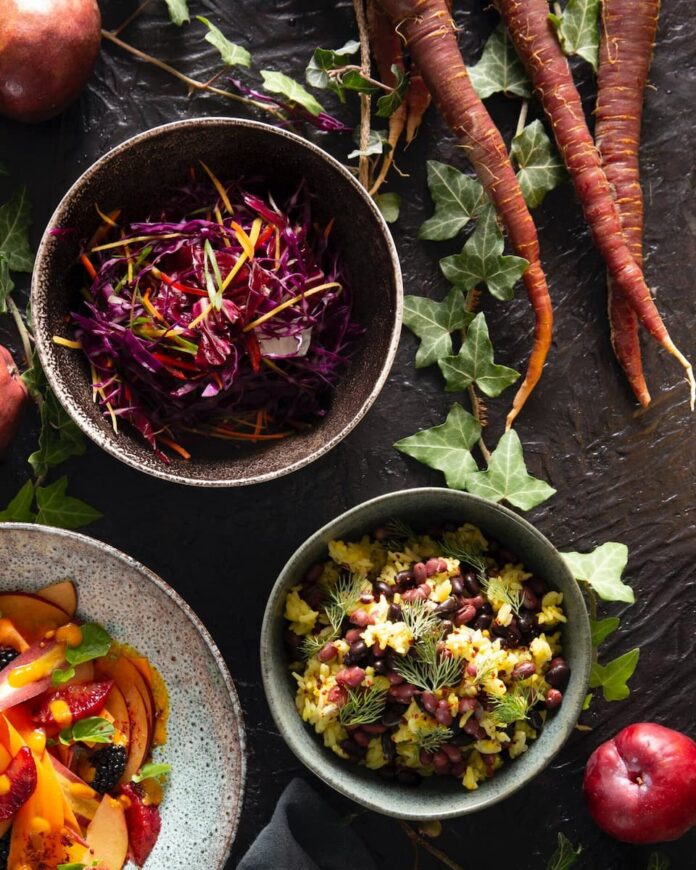 Wintertime Rice and Beans served in a steel bowl