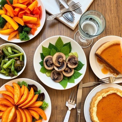 An unappealing-looking AI-generated Thanksgiving dinner