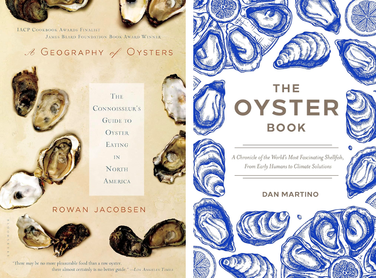 Two books about oysters side by side 