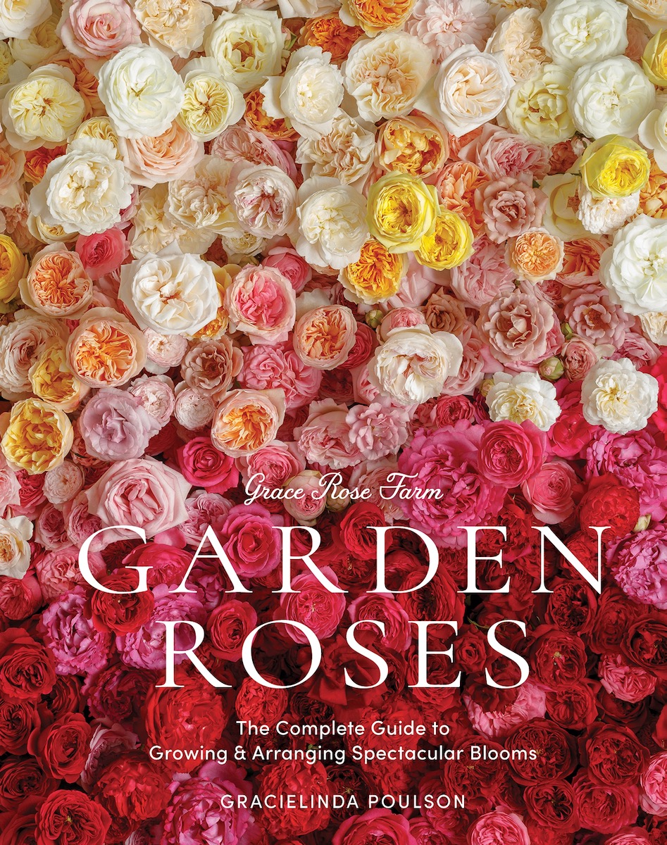 The cover of Garden Roses, a full size image of resplendent roses in pink, orange, and white 