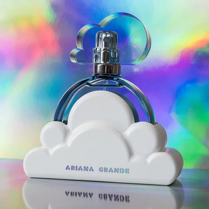 Cloud by Ariana Grande, a perfume bottle shaped like a cloud