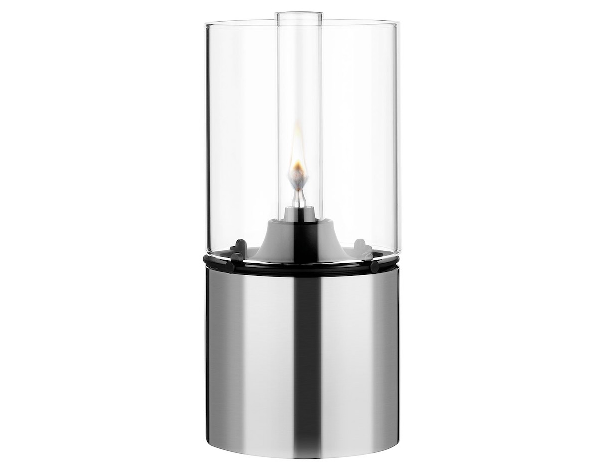 A silver lamp from Hive Modern staged on a white background