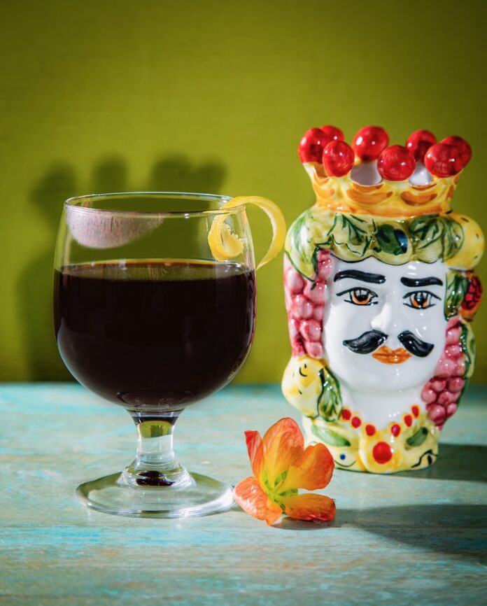 A Sicilian cocktail with a moor's head, inspired by the White Lotus.