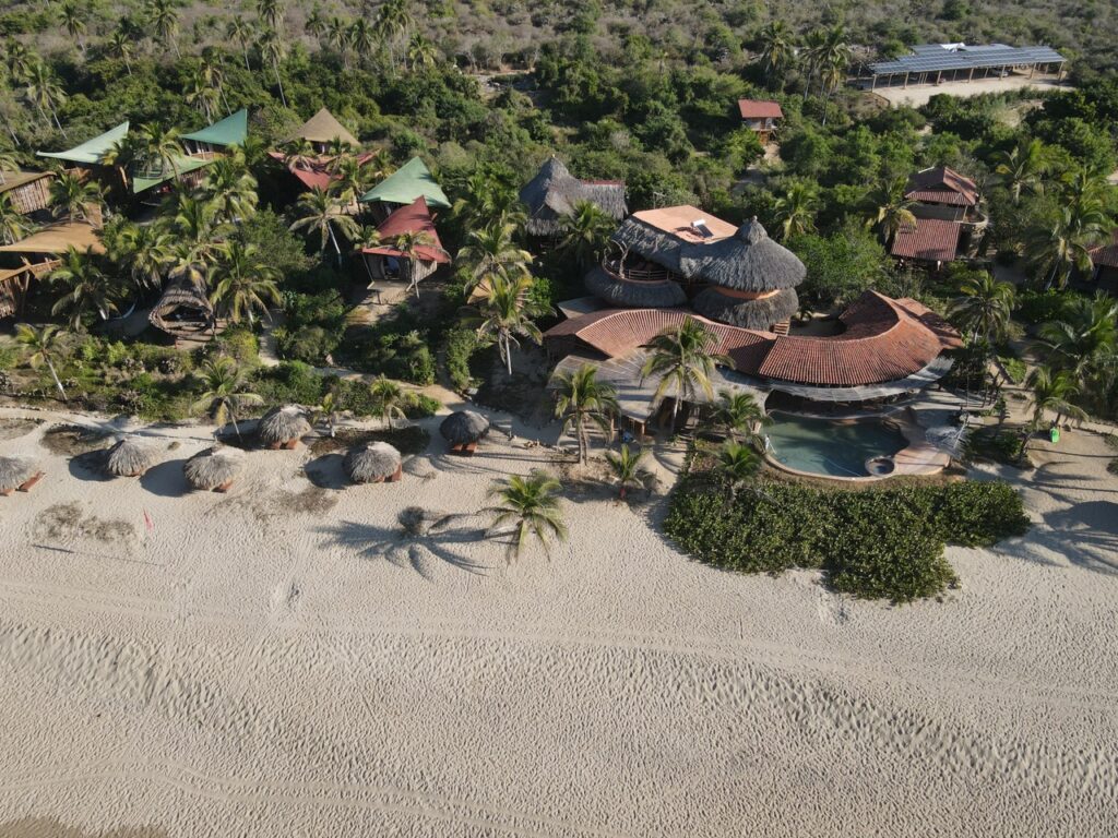 The grounds of Playa Viva resort on the beach of Mexico.