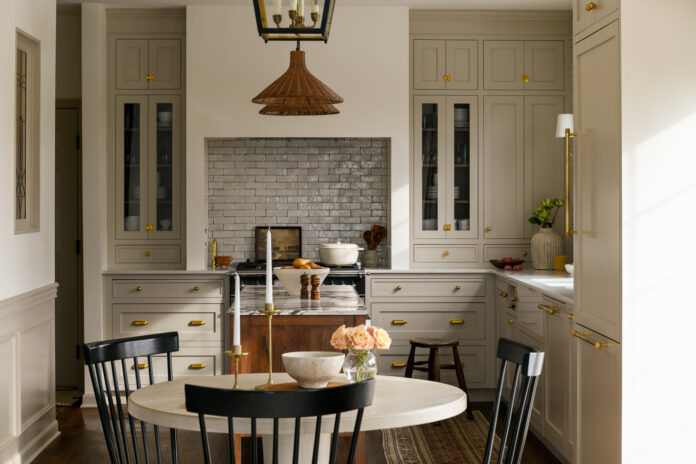 modern americana style kitchen with round table