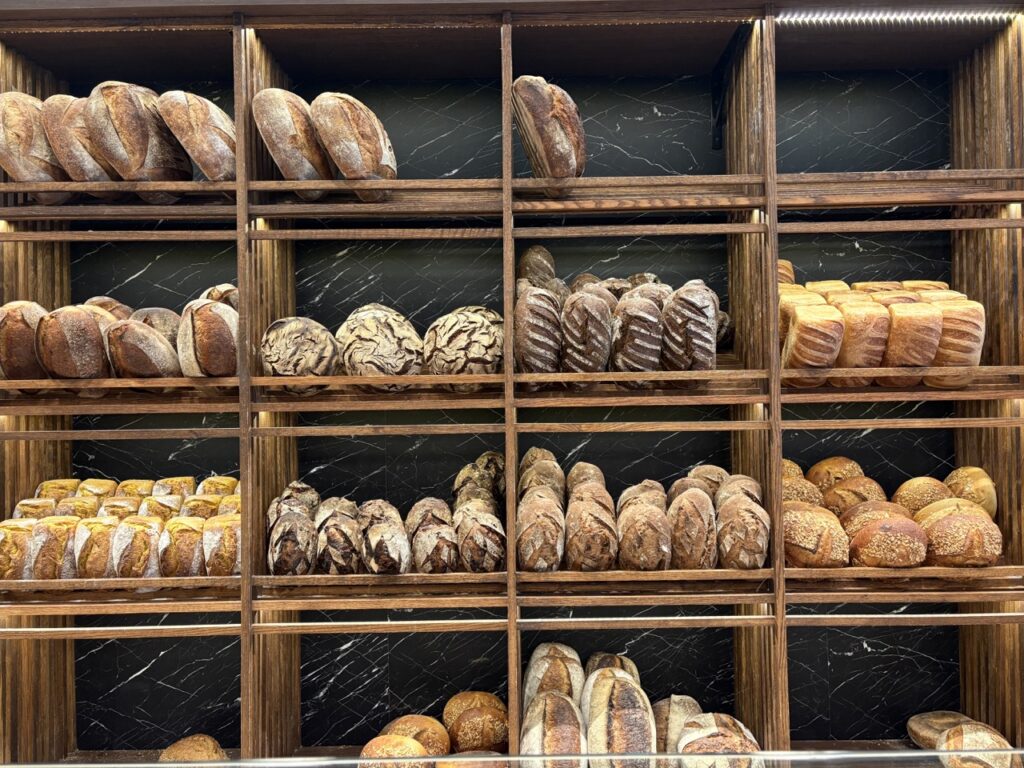 Boxes of bread at a Montreal cafe.