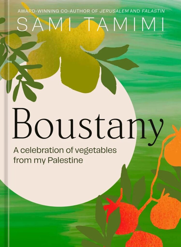 A green cookbook with plants on the cover.