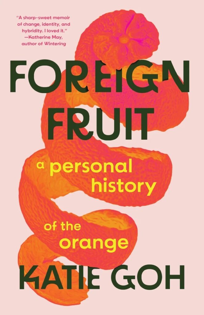 A pink cover with an illustration of an unpeeled orange peel.